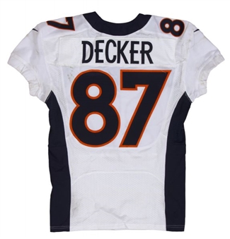 2013 Eric Decker Game Worn Denver Broncos Road Jersey (PSA/DNA-NFL AUCTIONS COA)